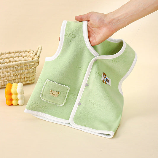 Baby vests are worn in spring and autumn for men, women and children, polar fleece warm vests, winter style baby and children's shoulder clips