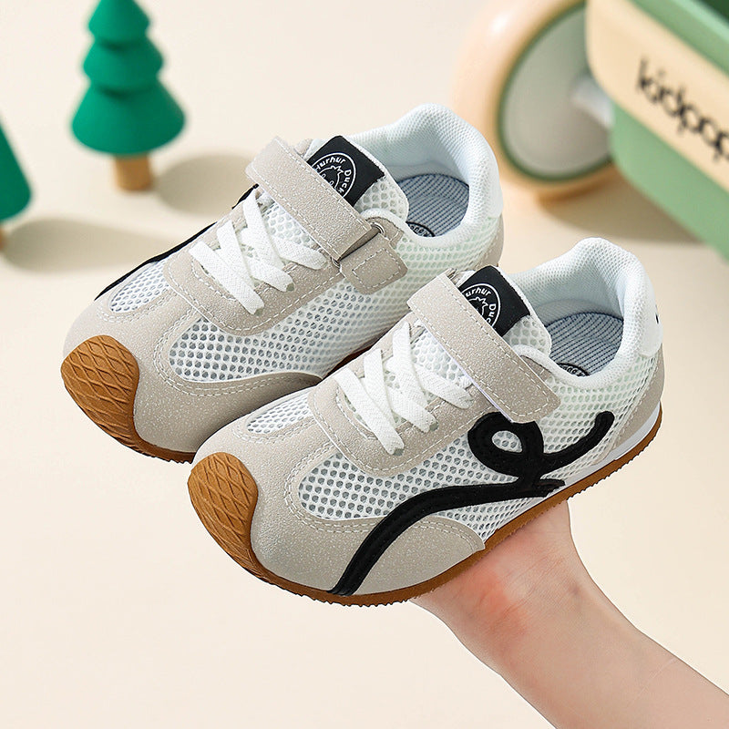 Children's sneakers spring and summer new breathable hollow mesh girls moral training shoes lightweight boys Forrest Gump net shoes
