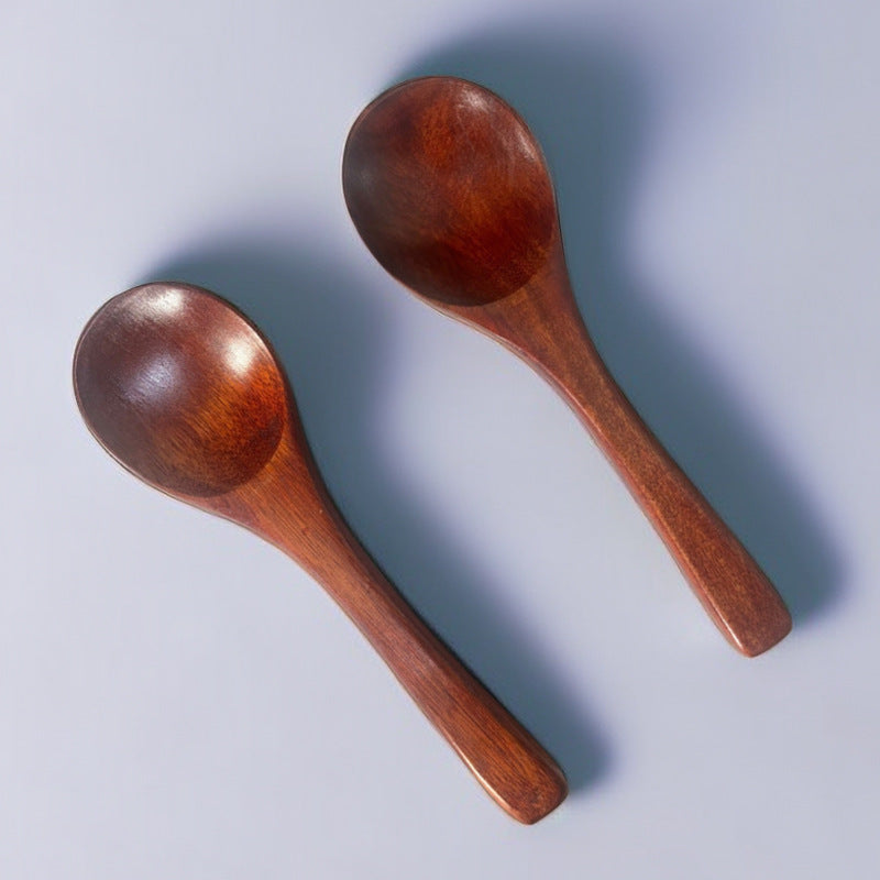 Long handle wooden supply foreign trade children wooden spoon wholesale Japanese style small wooden spoon nanmu drinking soup spoon coffee spoon