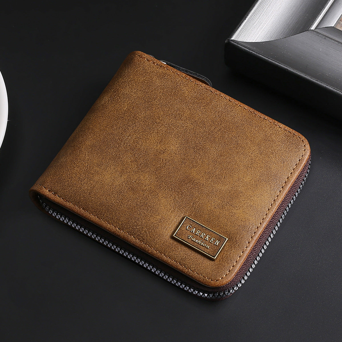 New Men's Business Fashion Multifunctional Zipper Short Wallet Large Capacity Multi Card Wallet Change Wholesale