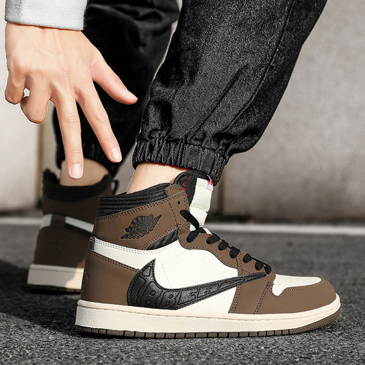 AJ men's shoes high-top dark brown barb board shoes Hiroshi Fujiwara same lightning barb low-top shoes dunk black and white panda women