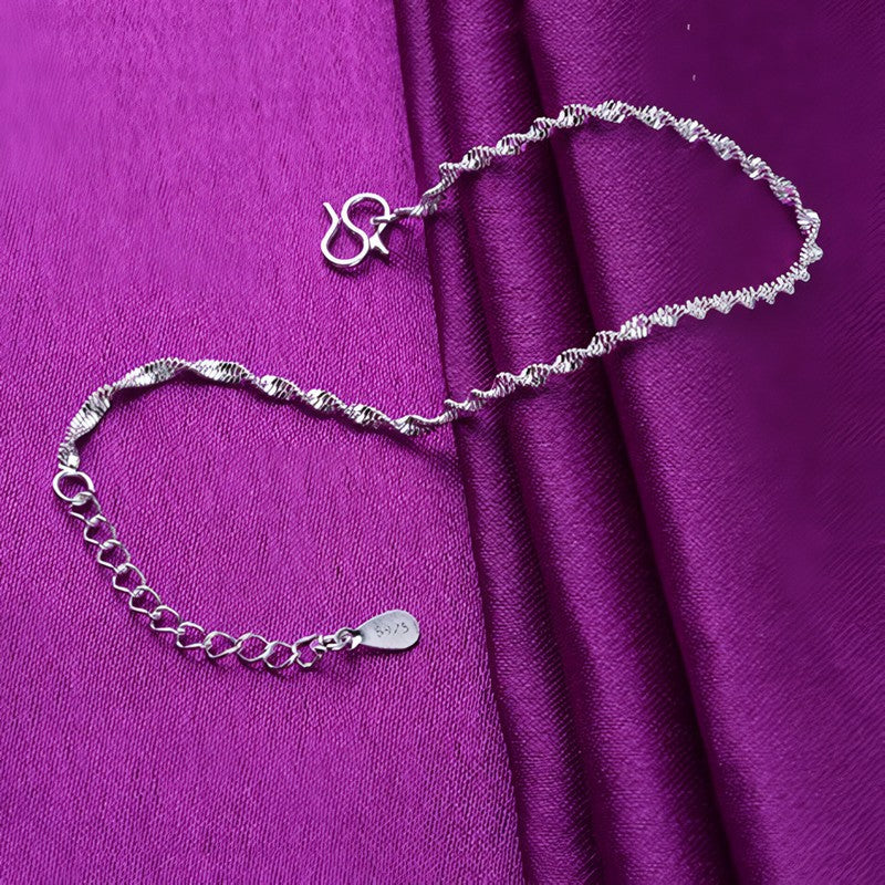 Simple fashion water wave chain bracelet ankle chain women's commuting basic corrugated wave plain chain hand and foot jewelry wholesale
