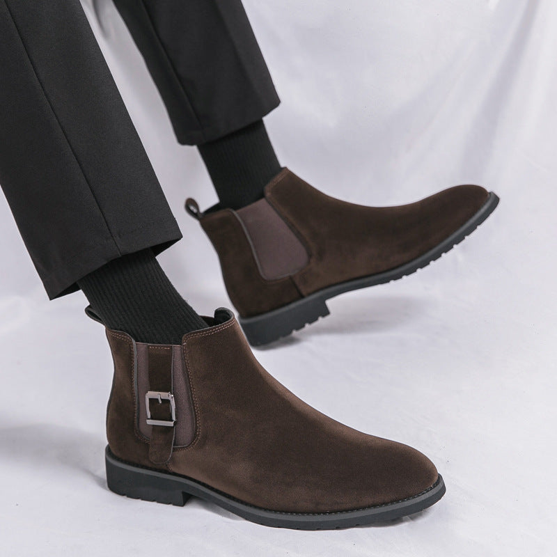 Chelsea boots men's autumn winter suede boots fashion vintage high-top platform boots new english style leather shoes