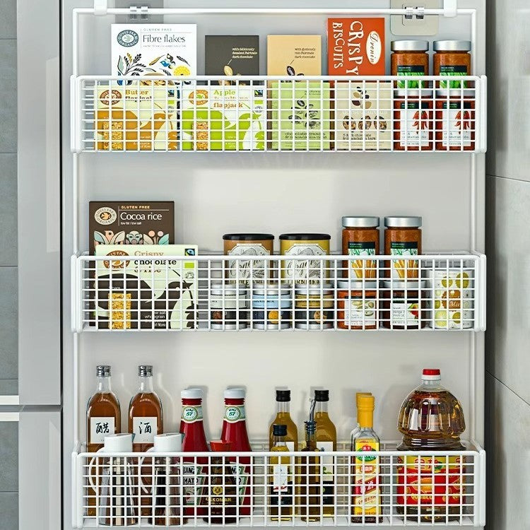 Refrigerator shelf side storage rack, kitchen supplies, multi-layer plastic wrap seasoning bottle, non-perforated side wall hanger