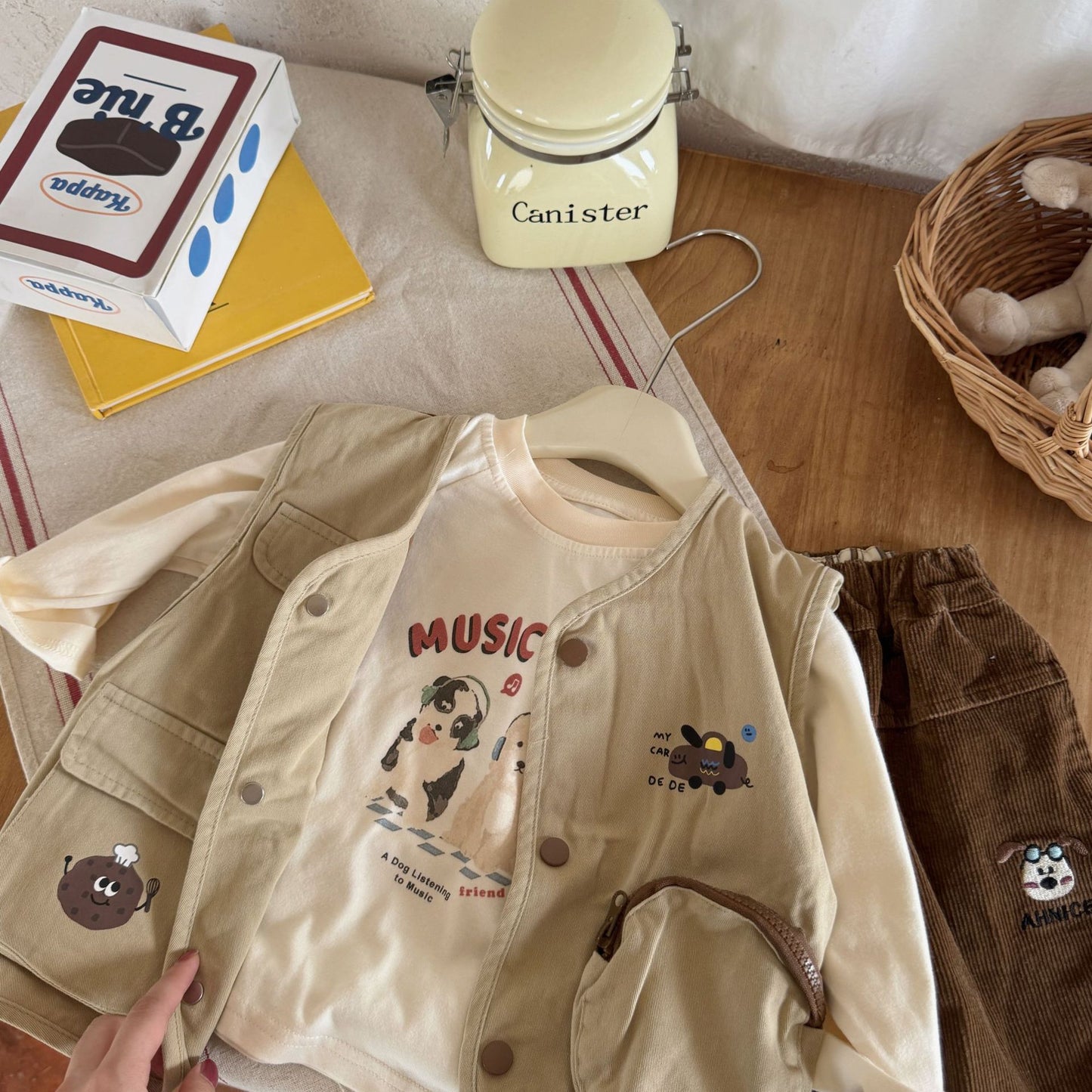 2024 children's clothing autumn new children's Korean version washed vest boys and girls baby autumn shoulder vests
