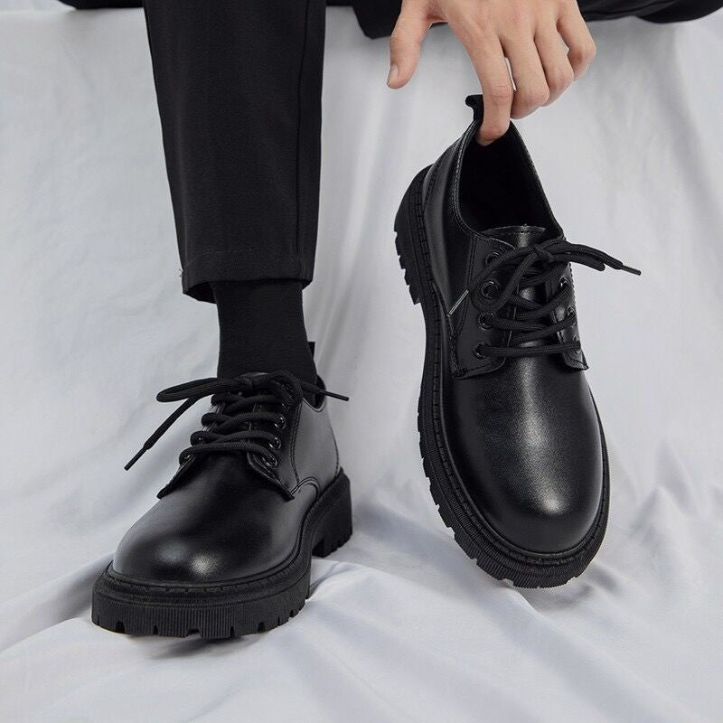 Spring Men's Shoes Work Shoes New Business Waterproof Black Leather Shoes Chef Shoes Men's Korean Version Versatile Platform Leather Shoes