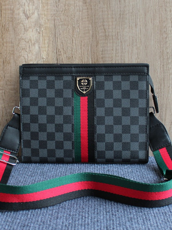 2024 New Crossbody Bag Men's Business Hard Shoulder Bag Large Capacity Plaid Tide Bag Multifunctional Men's Bag Handbag Women