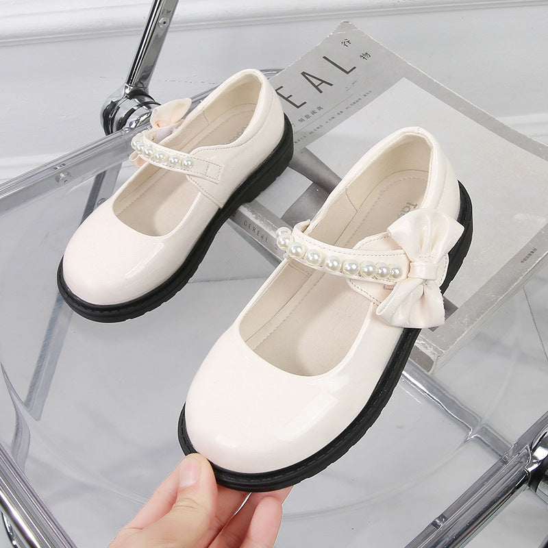 Plush girls' black leather shoes, autumn and winter children's Mary Jane shoes, student performance shoes, school shoes, performance cotton shoes