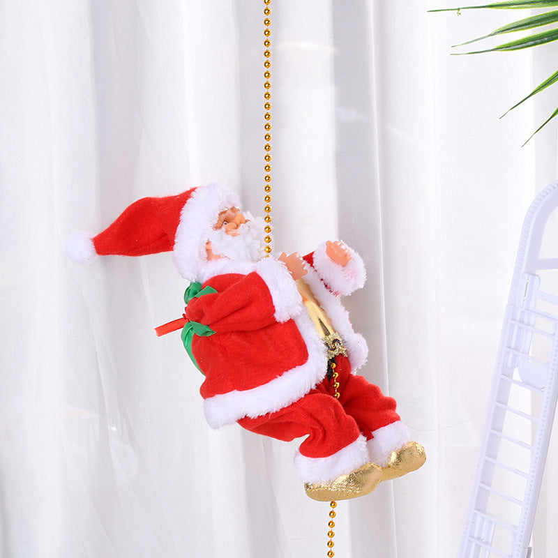 Climbing beads Santa music electric doll climbing rope old man Christmas gift gift Christmas decorations