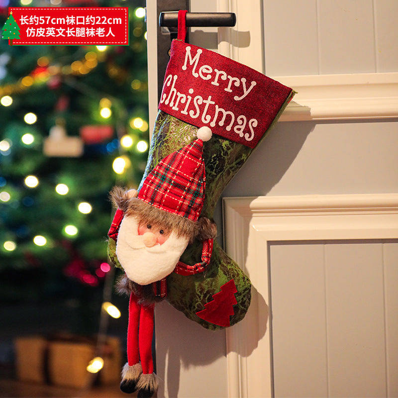 New Christmas decoration Christmas Eve Christmas stocking pendant gift Santa Claus kids Christmas gift bag wholesale