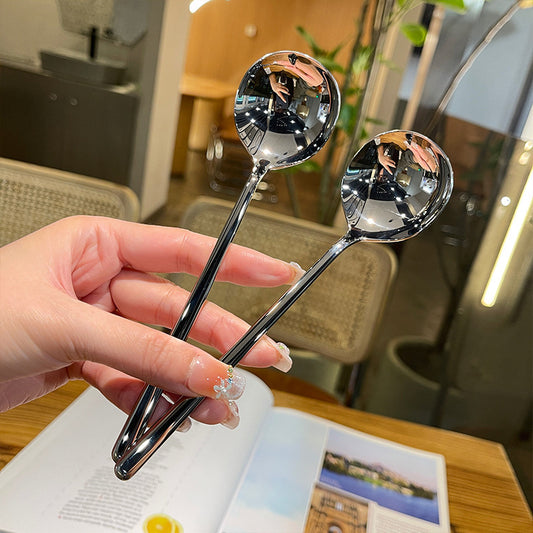 304 stainless steel spoon, high-value tableware, long-handled soup spoon, household ice cream, rice cooker, dessert bibimbap, spoon
