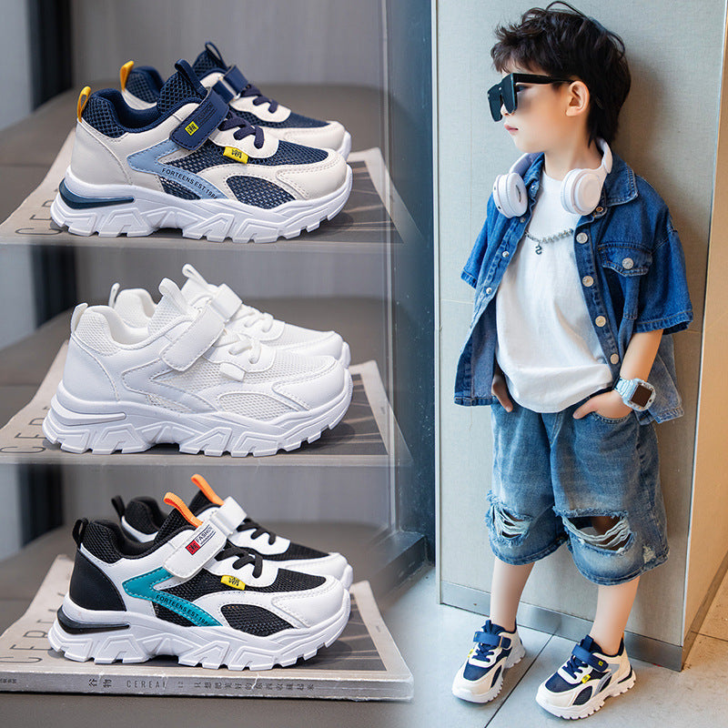 Boys' shoes 2026 summer mesh shoes medium and large children's breathable mesh summer single mesh hollow children's sneakers trend
