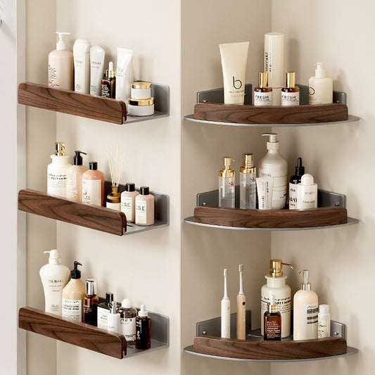 Walnut gun ash bathroom bathroom storage rack free toilet shower gel storage triangular shelf