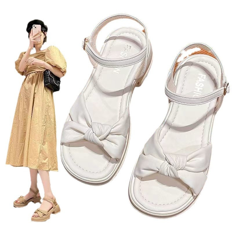 Foreign trade on behalf of the fairy style platform sandals for women to wear the new summer bow block heel with fashionable beach shoes