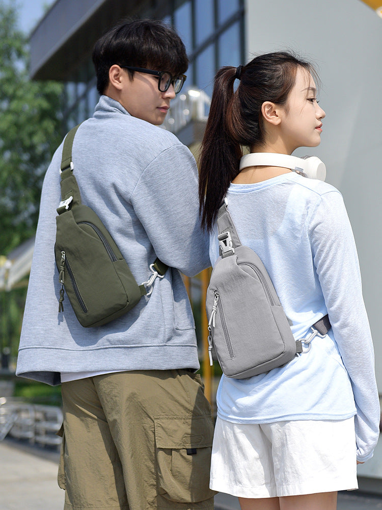 Cross-border new men's chest bag fashion trend solid color shoulder bag portable sports leisure crossbody bag can print logo
