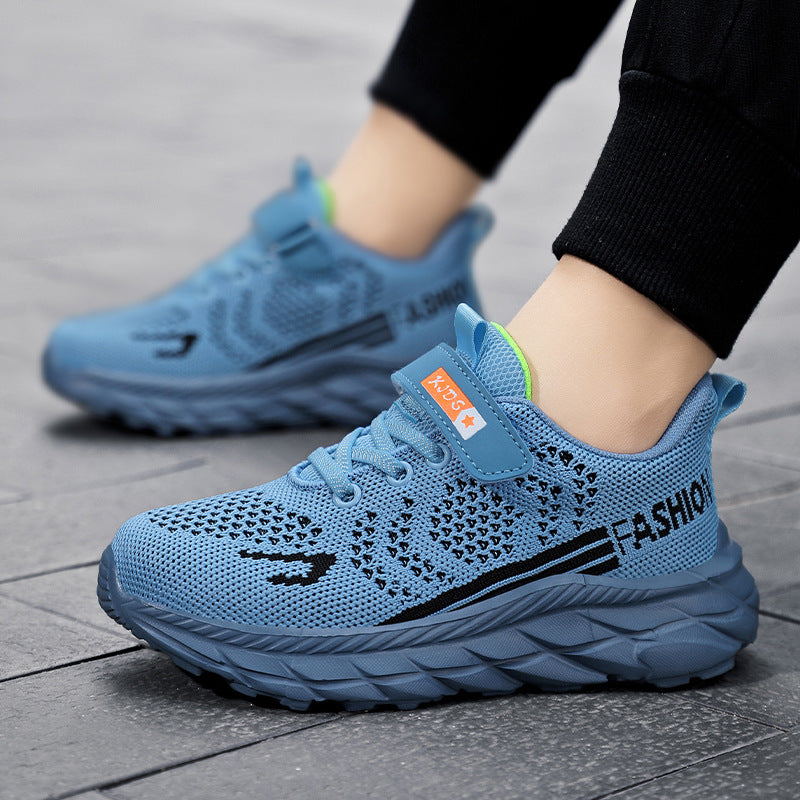Manufacturers supply boys' sports shoes 2025 new flying knitting lightweight cross-border leisure running shoes for middle and university children and students