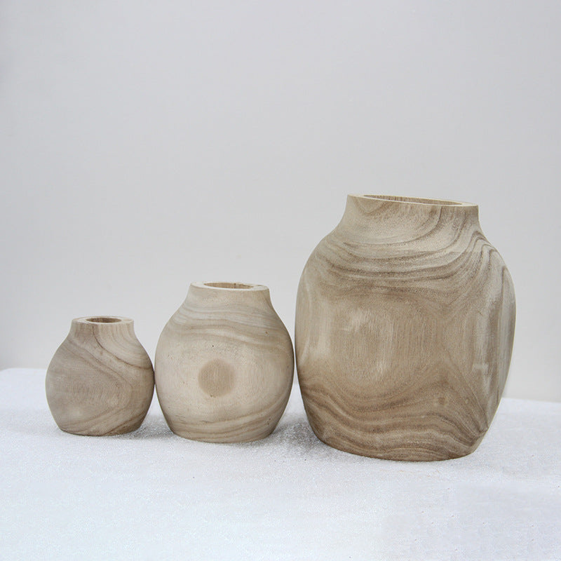 Wooden vase modern simple home flower arrangement creative ornament home accessories vase wood crafts supply
