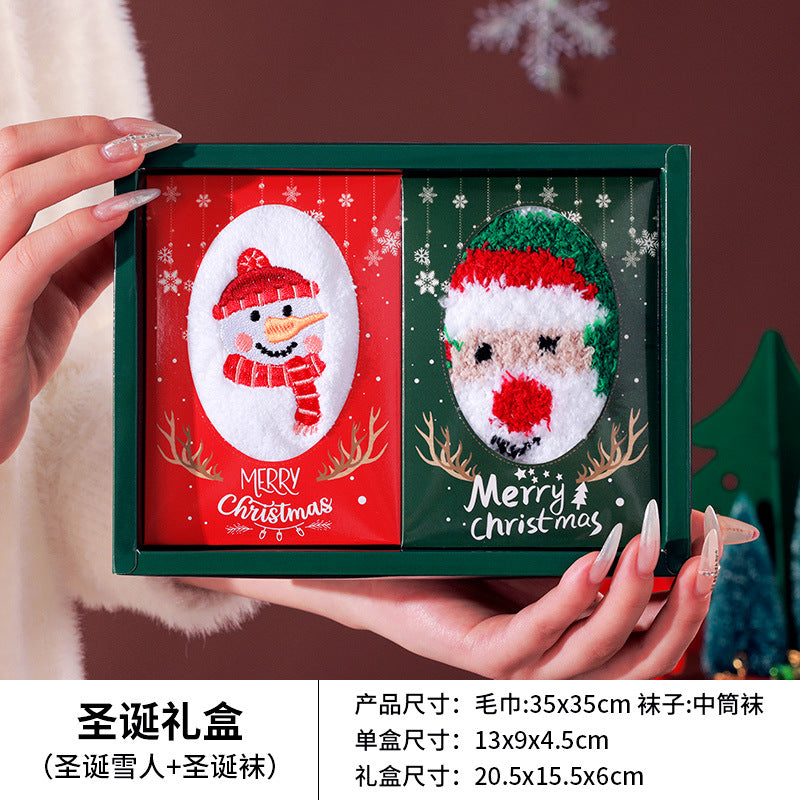Cross-border Christmas creative towel gift box embroidery children's gift cartoon doll Christmas gift activity to customers