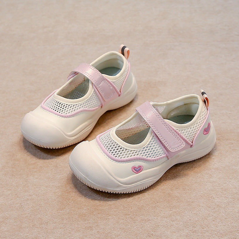 Girls' Sandals Summer 2025 New Children's Breathable Sneakers Medium and Large Boys Girls' Mesh Small White Mesh Shoes for Students