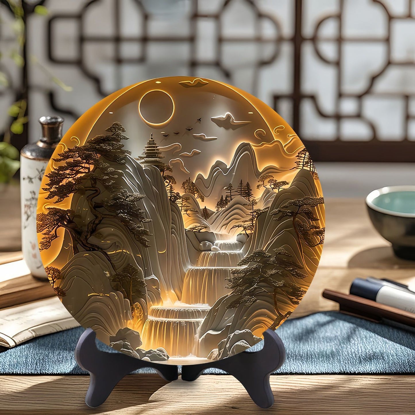 Antique imitation relief three-dimensional disc ornaments study tea room office desk exquisite table creative gifts for friends