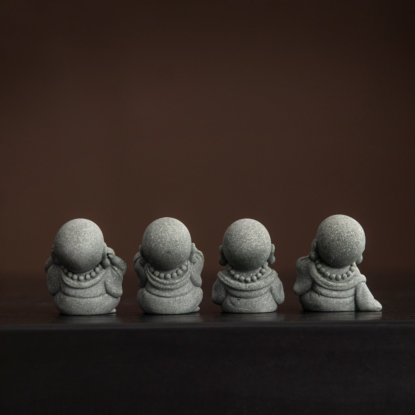 Blue sandstone, big belly, Maitreya Buddha, laughing Buddha, four small monks, creative ornaments, tabletop tea tables, handicrafts, landscaping decoration