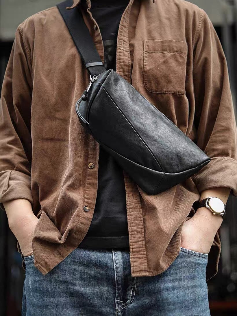 Men's shoulder bag spring 2025 first layer cowhide one-shoulder crossbody bag men's high-quality outing portable chest bag men