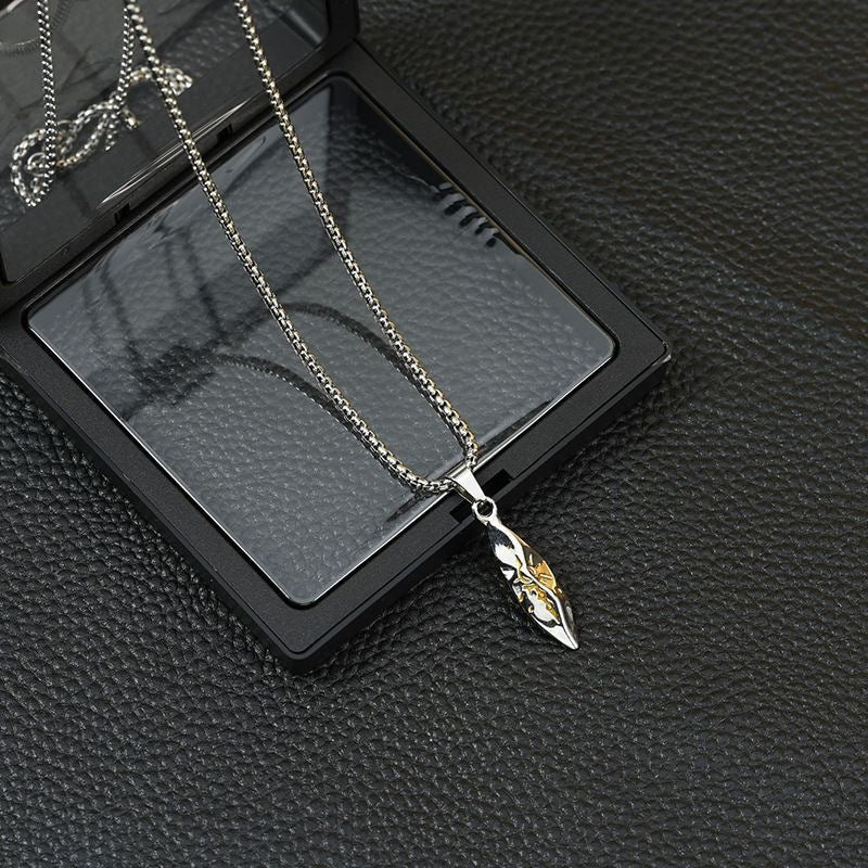 Starlight diamond zircon lucky stone necklace men's trendy handsome ins wishing stone pendant trend cold and simple men