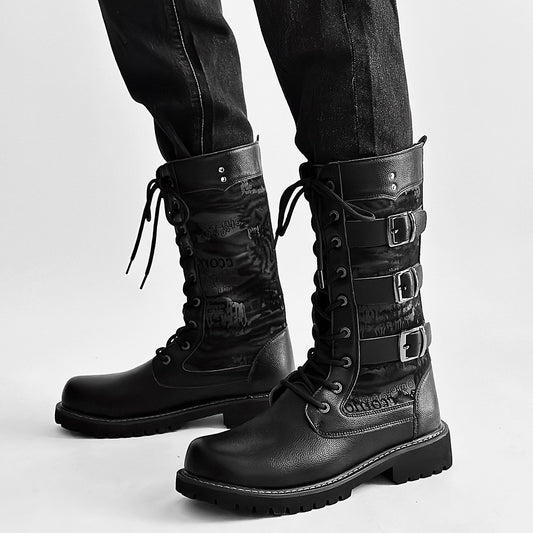 Men's high-top bootsKorean trendy bootsMen's platform lace-up Martin bootsHigh bootsBritish plus size boots 983