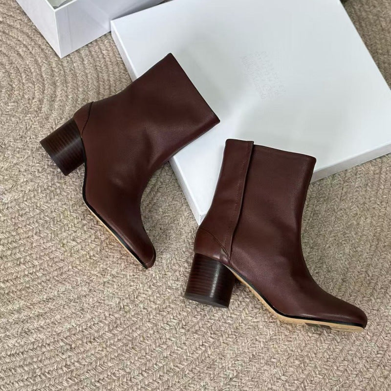 Pure original classic tabi new pleated tabi shoes female leather shallow mouth mid-heel pig's trotter ballet soft leather shoes