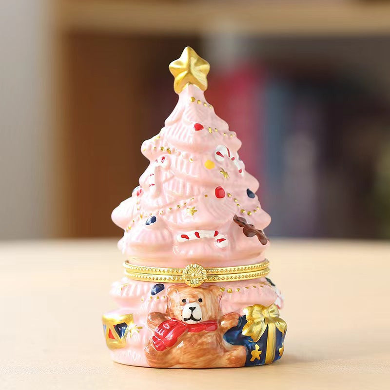 Ceramic Bear Christmas Tree Jewelry Box Ceramic Christmas Tree Scented Candle Creative Birthday Gift Christmas Gift