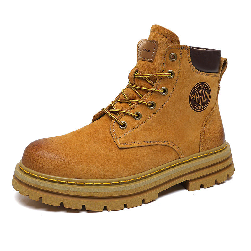 Martin boots for couples, classic and popular rhubarb boots, women's leather high-tops, thick soles, height-enhancing casual and versatile men's boots