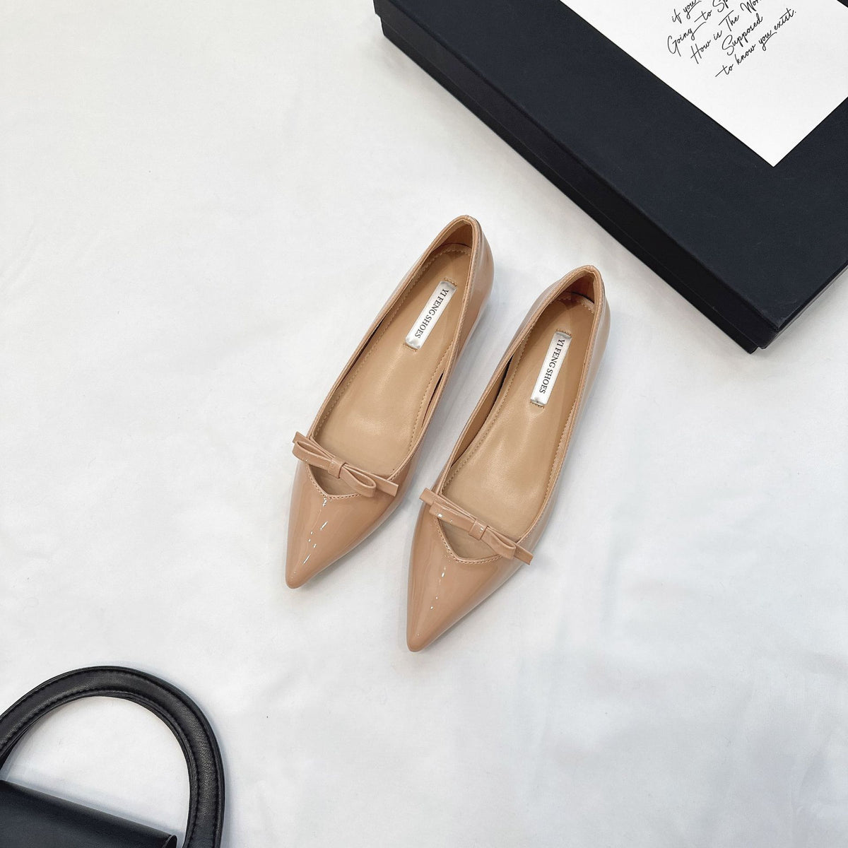 Girl's heart bow is increased by 5 cm in height, pointed toe, V-shaped evening breeze, elegant open toe seam, sweet temperament single shoes