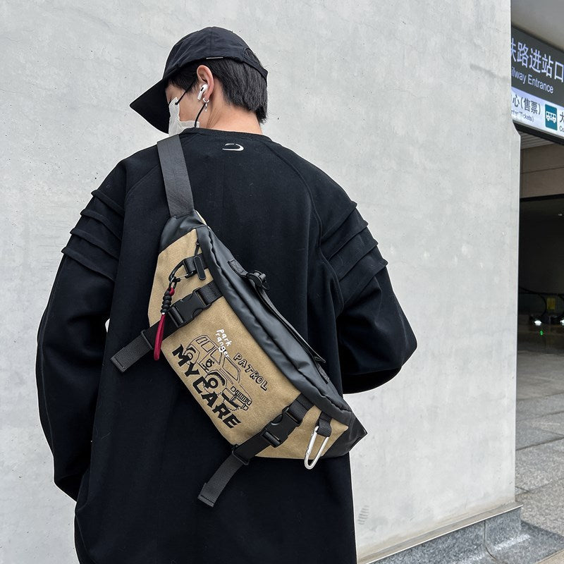 Men's Crossbody Bag, Instagram Trendy Cargo Bag, Sports Cycling Waist Bag, Men's Canvas Shoulder Bag, Student Shoulder Bag