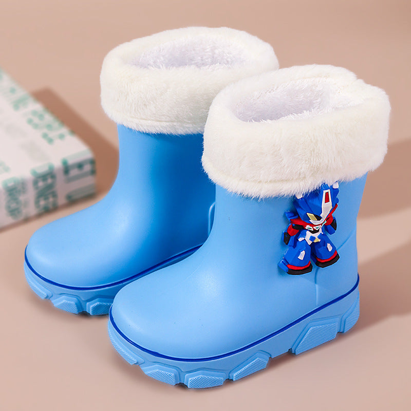 2024 Spring New Four Seasons Cartoon Children's Rain Boots Rain Boots Robot Thick-soled Anti-slip Water Shoes Boys and Girls Kindergarten