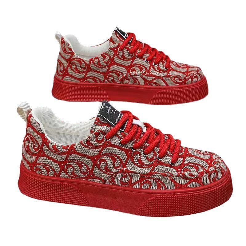 Canvas Shoes Men's Low Top Summer 2025 New Niche Low Top Print Sneakers Men's Platform Athleisure Trendy Shoes