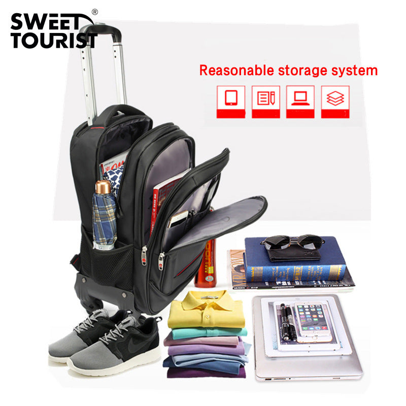 Factory direct sale anti-water repellent trolley backpack spinner wheel business travel trolley bag men's multi-functional trolley luggage