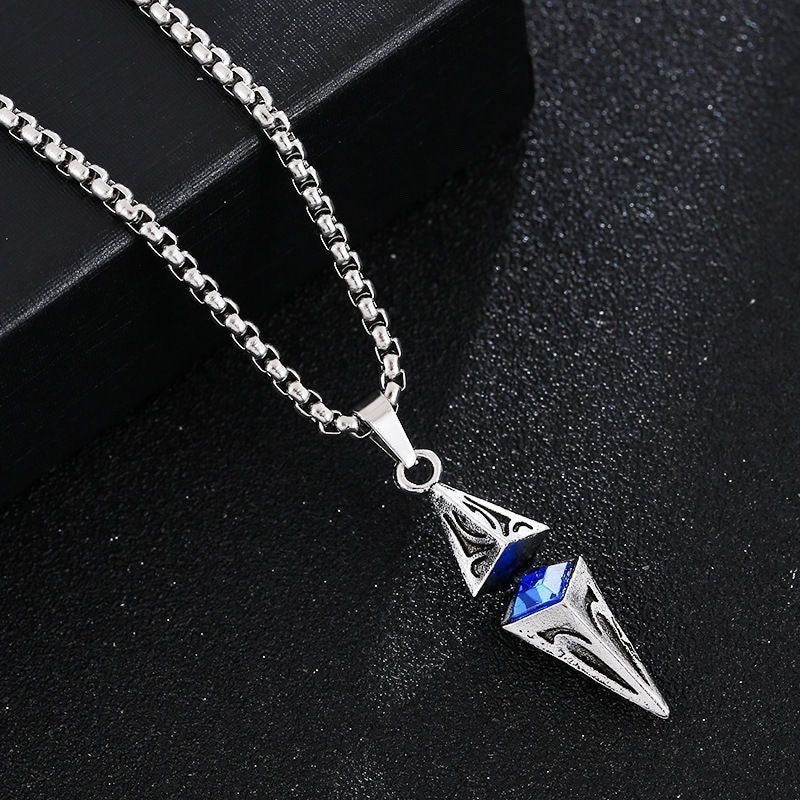 Starlight diamond zircon lucky stone necklace men's trendy handsome ins wishing stone pendant trend cold and simple men