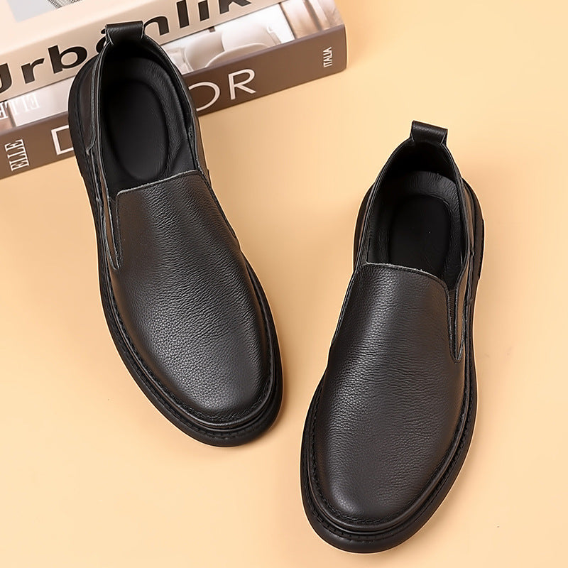 Top layer cowhide summer new men's casual leather shoes genuine leather men's breathable single shoes soft sole soft surface men's shoes shoes