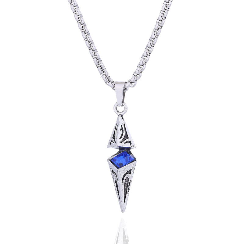 Starlight diamond zircon lucky stone necklace men's trendy handsome ins wishing stone pendant trend cold and simple men