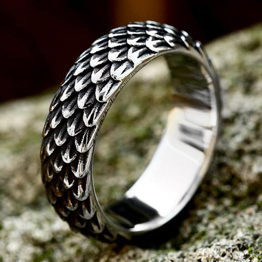 AliExpress retro domineering dragon scale rings men's European and American simple punk rings fashion and versatile cross-border wholesale