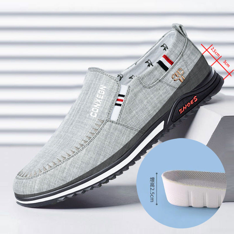 Canvas shoes men's linen low-top casual versatile soft sole breathable lazy middle-aged men's shoes trendy and comfortable old Beijing