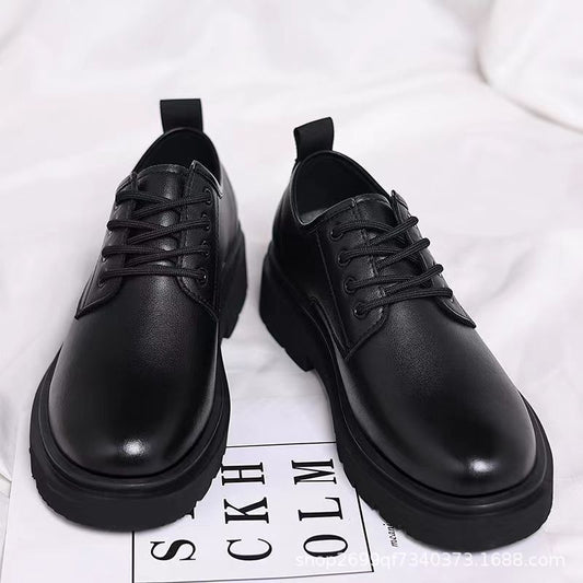 Spring 2025 New Men's Shoes Workwear Shoes Versatile Trend British Style Casual Shoes Men's Platform Leather Shoes Delivery