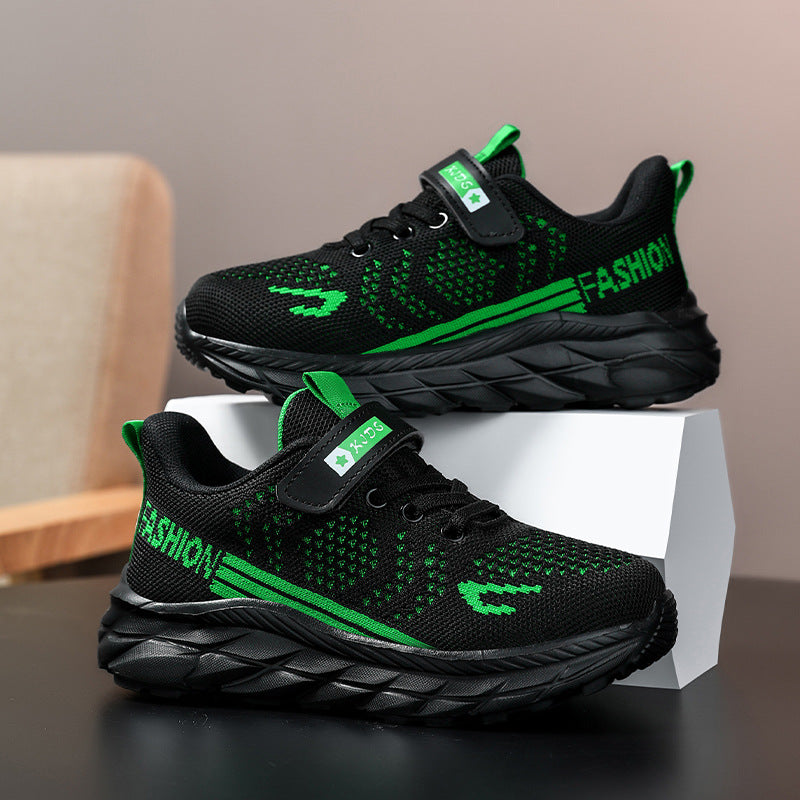 Manufacturers supply boys' sports shoes 2025 new flying knitting lightweight cross-border leisure running shoes for middle and university children and students