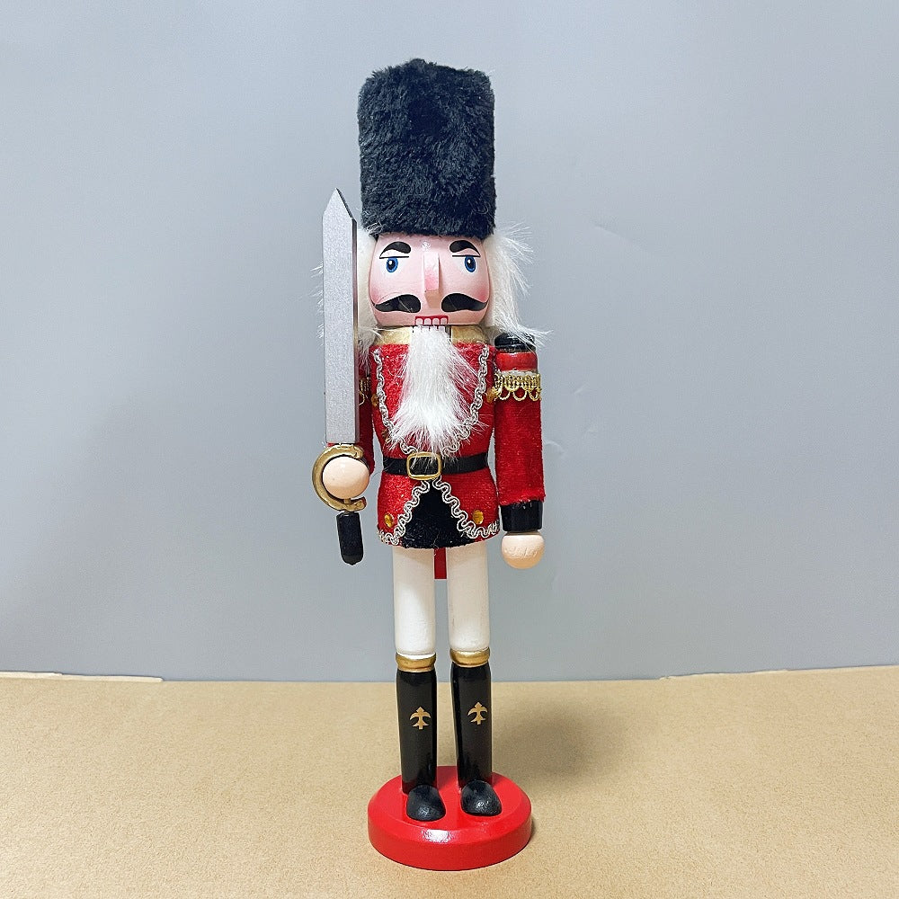 Cross-border spot new nutcracker wooden handicraft ornaments in different sizes Creative home Christmas ornaments