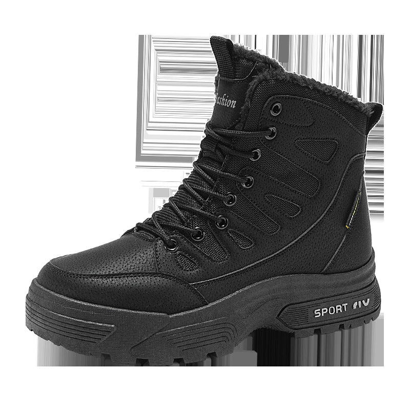 Snow boots, men's fleece, thickened and warm, outdoor minus 40 degrees cold-resistant, non-slip, thick-soled fur integrated Martin boots