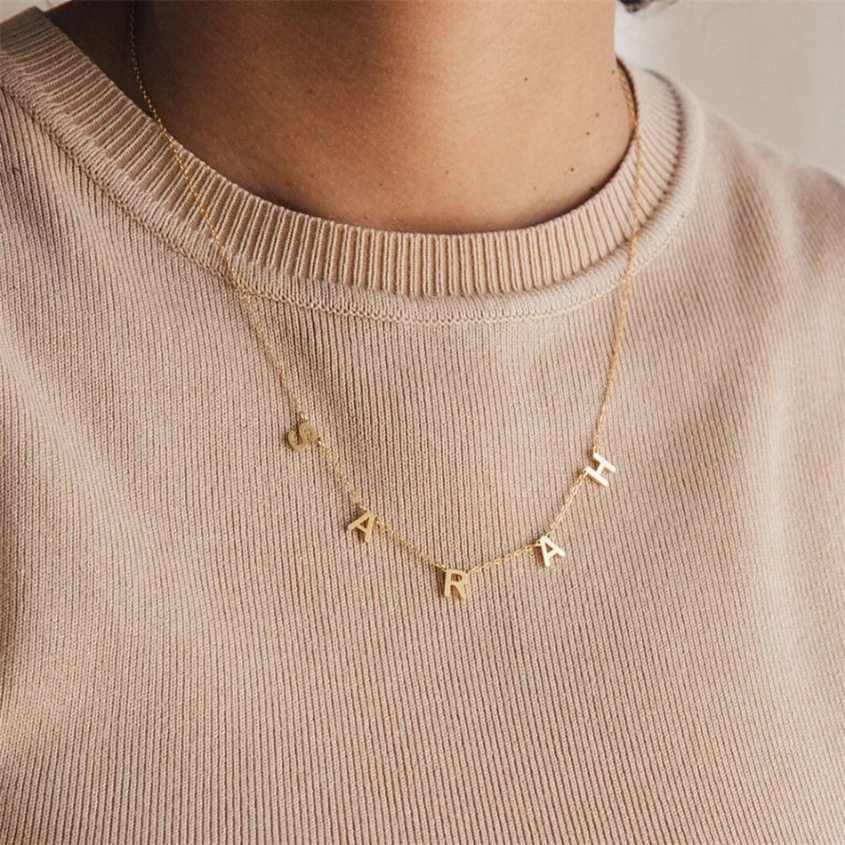 European and American personality 26 English letter name necklace silver female valentine's day DIY gift clavicle chain