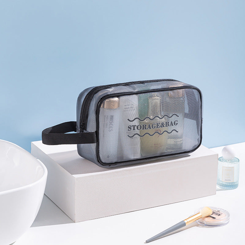 Nylon mesh handheld toiletry bag portable travel storage breathable high value cosmetic storage bag wholesale