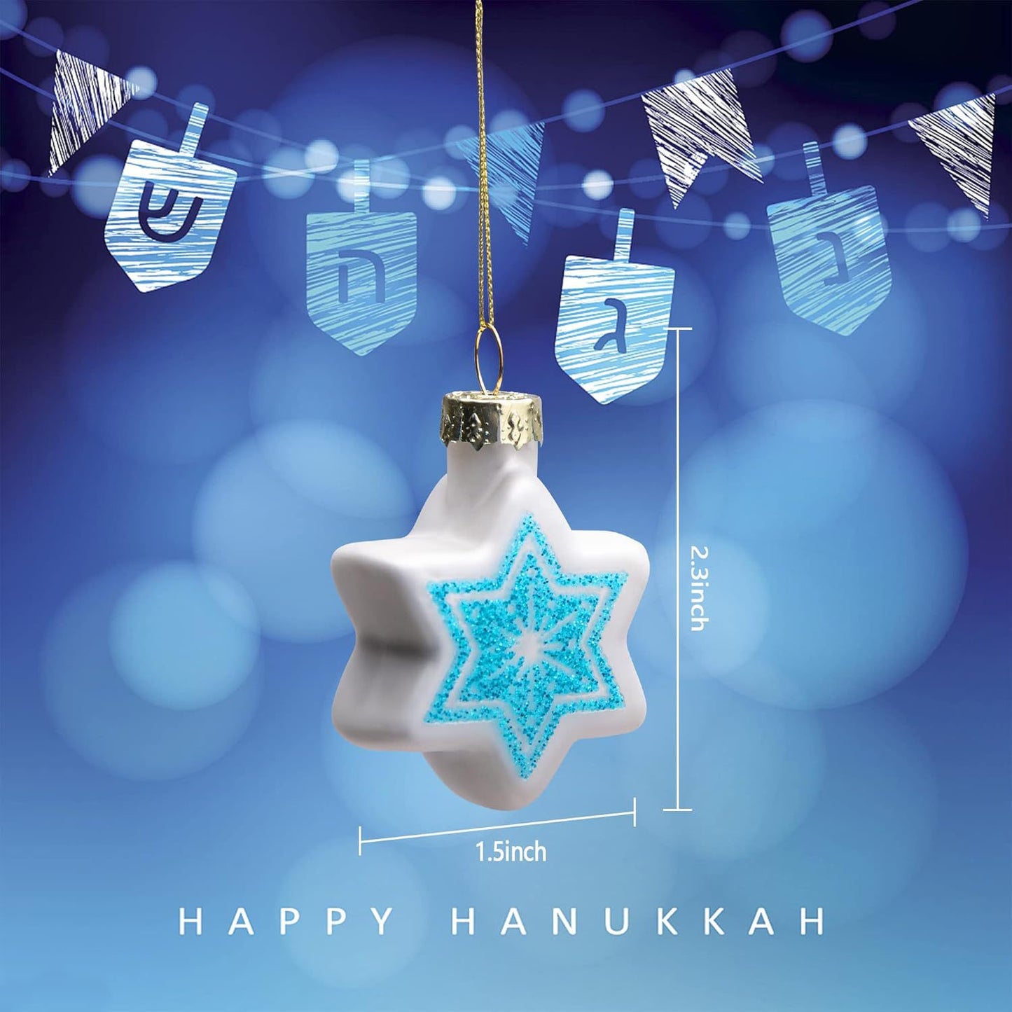 Cross-border Hanukkah five-pointed star ornament Christmas tree decoration pendant Christmas ball decoration ball ornament printing