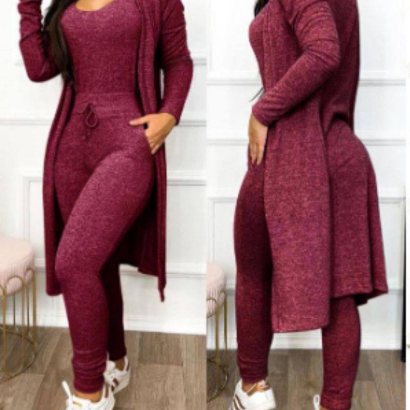Cross-border European and American foreign trade, new autumn and winter fashion long jumpsuits, long cardigans, casual suits, long sleeves in stock
