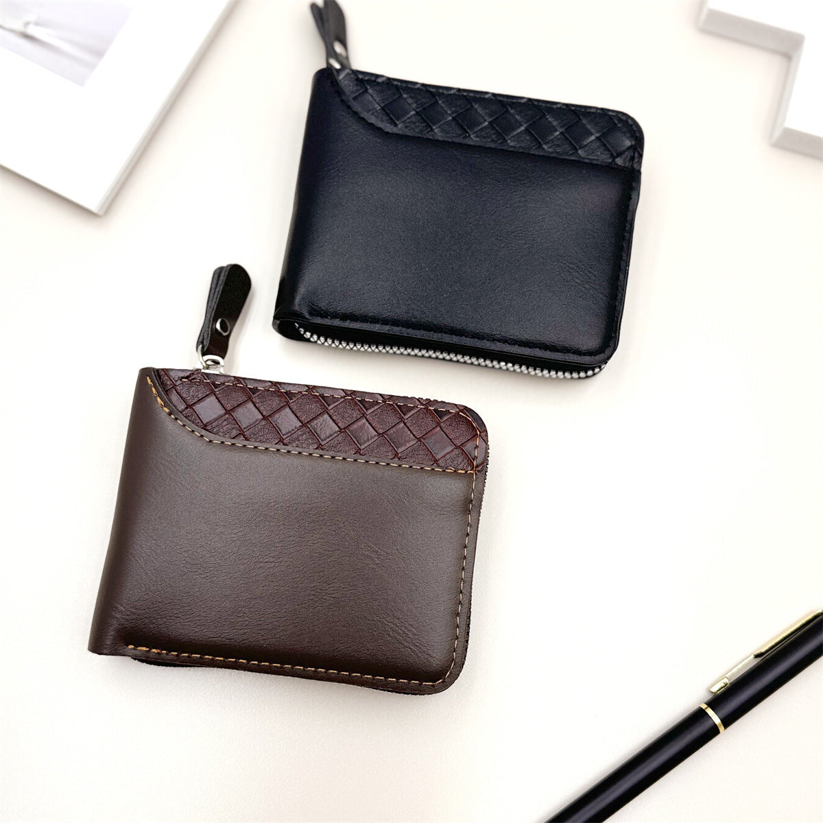 Cross-border European and American explosive products men's ins style zipper wallets short youth trendy bags spot manufacturers
